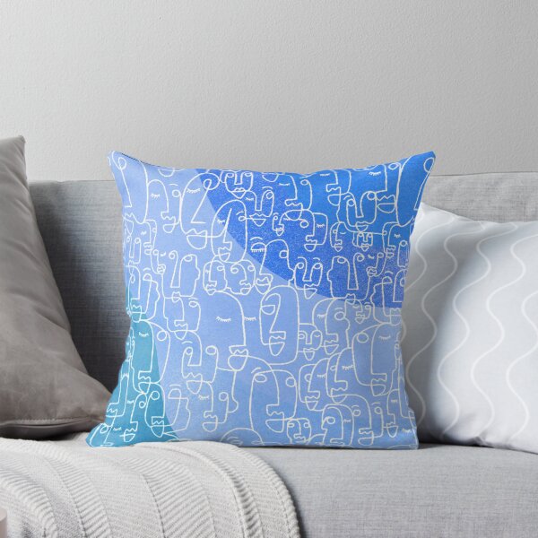 Item preview, Minimalist design faces patchwork big line art Blue designed and sold by Eldoradoo.