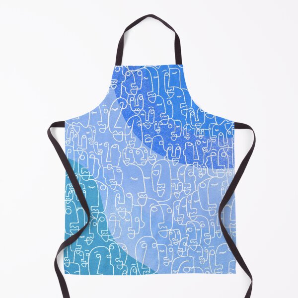 Item preview, Minimalist design faces patchwork big line art Blue designed and sold by Eldoradoo.