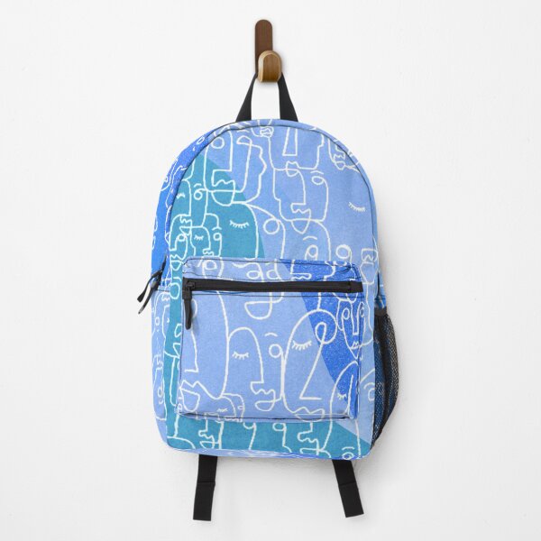 Item preview, Minimalist design faces patchwork big line art Blue designed and sold by Eldoradoo.