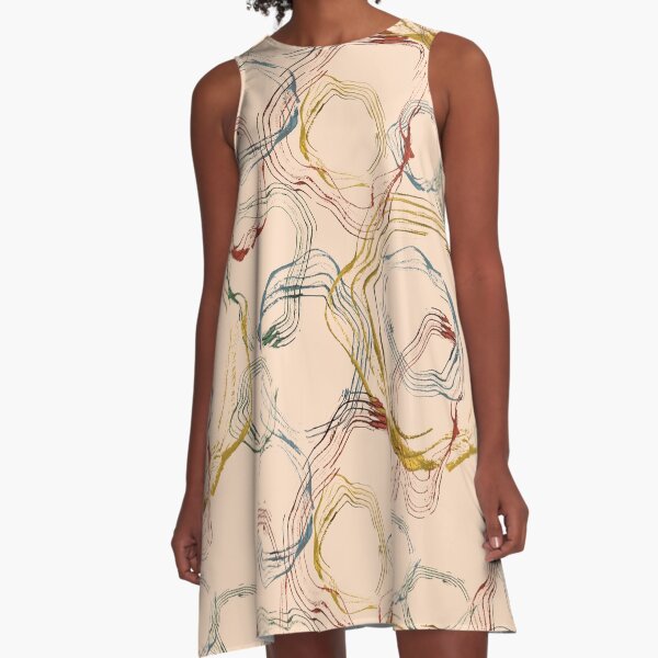 Earthy Paint Swirls A-Line Dress