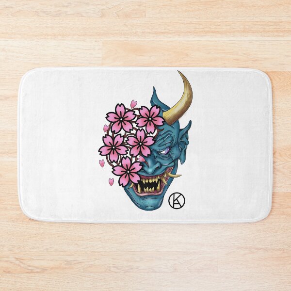 Item preview, Oni mask with cherry blossom flowers designed and sold by Inkywinkiee.
