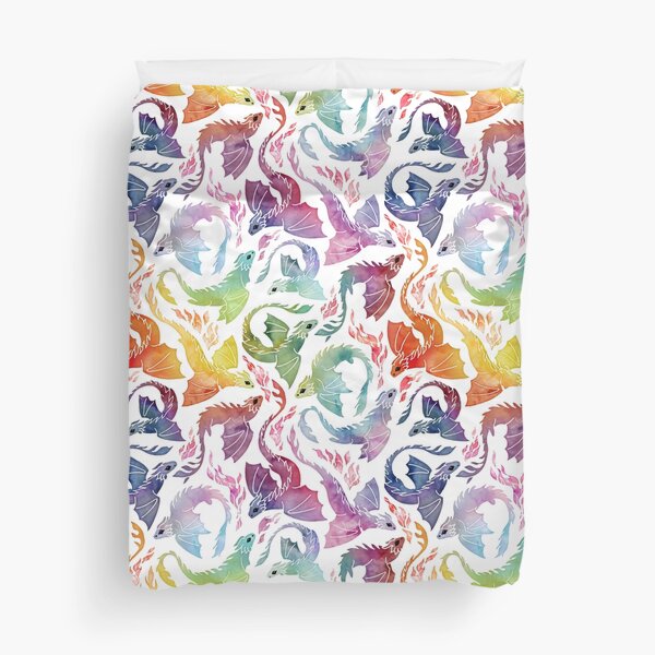 Dragon fire rainbow Duvet Cover