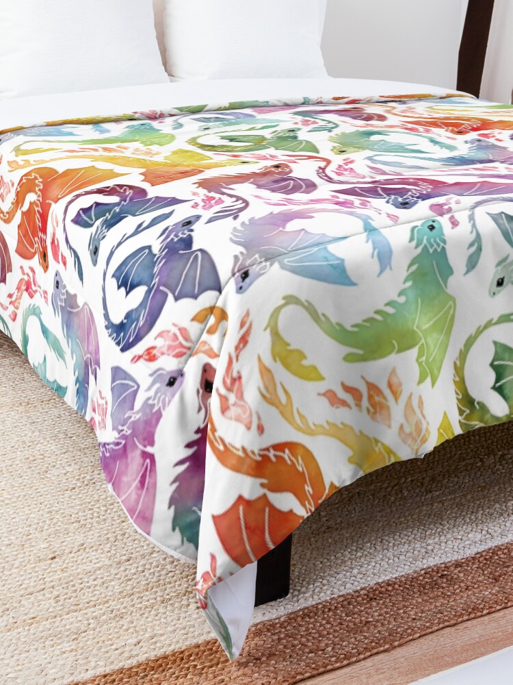 Alternate view of Dragon fire rainbow Comforter