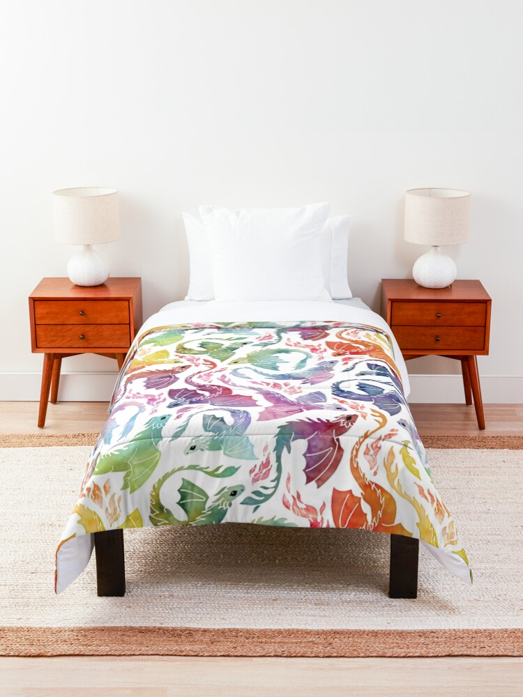 Alternate view of Dragon fire rainbow Comforter