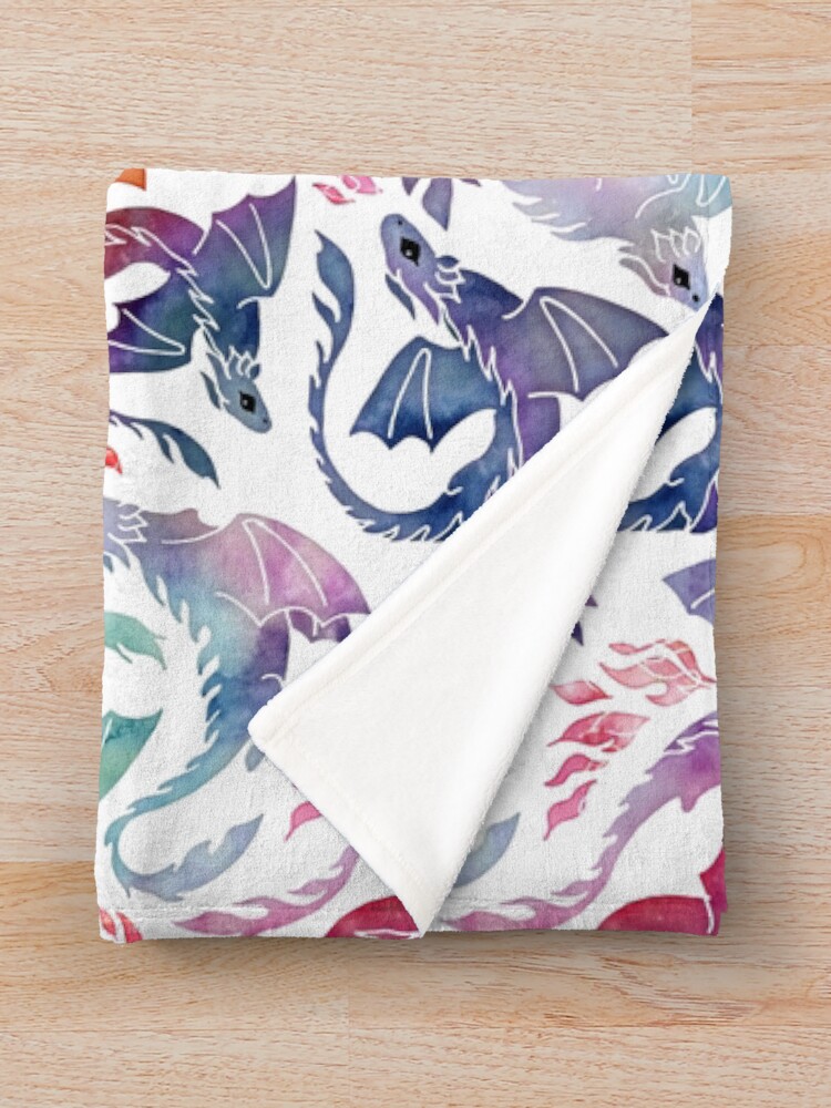 Alternate view of Dragon fire rainbow Throw Blanket