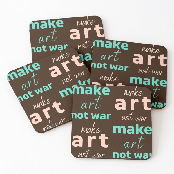 Item preview, Make art not war repeating slogan pattern designed and sold by chihuahuashower.