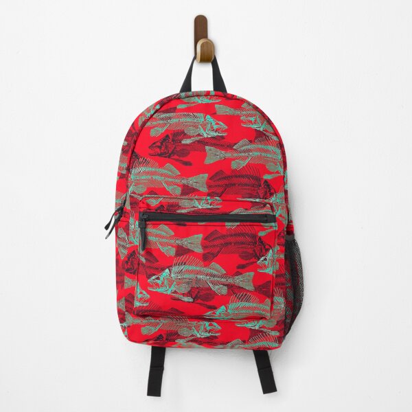 Item preview, Skeleton Fish Design with Red Black and Teal designed and sold by ArtbyJeanClaude.