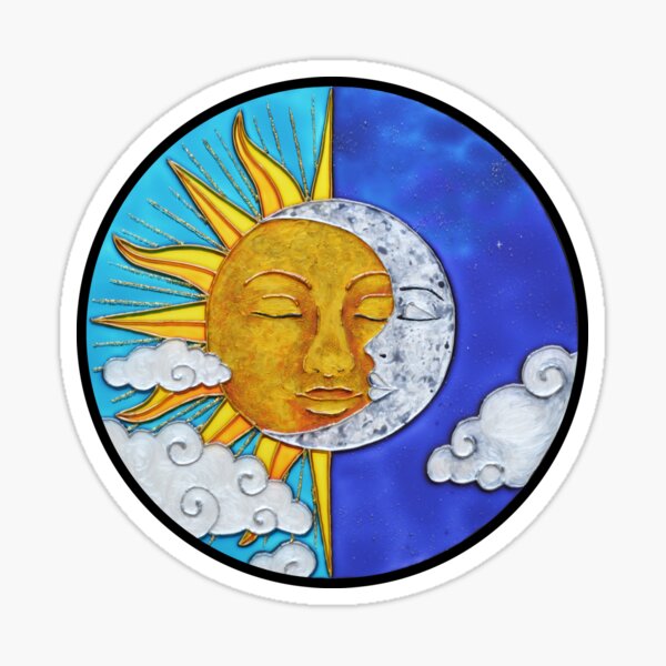 Sun and Moon Stained glass Mandala Sticker