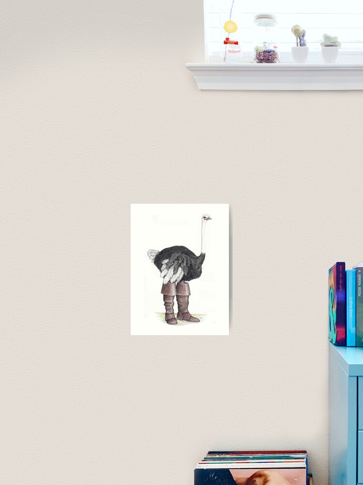 Thumbnail 2 of 3, Art Print, Ostrich in Musketeer boots designed and sold by JimsBirds.