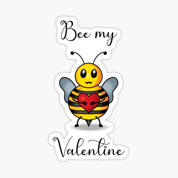 Bee my Valentine - Cute Bee with Heart for Valentine's Day Sticker