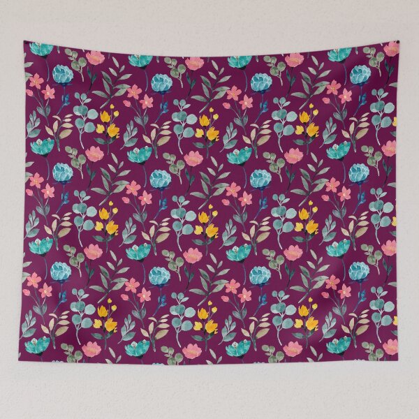 Item preview, Watercolor Peony and Flowers Pattern Dark Background designed and sold by DigitalPie.