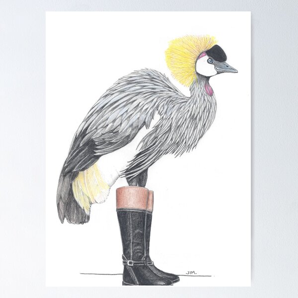 Item preview, African Crowned Crane in Riding Boots designed and sold by JimsBirds.