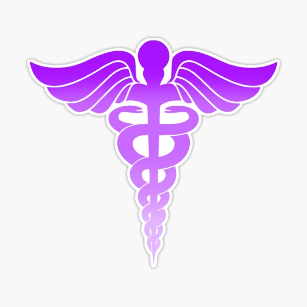 Purple ombré medical symbol snake cross nurse doctor caduceus