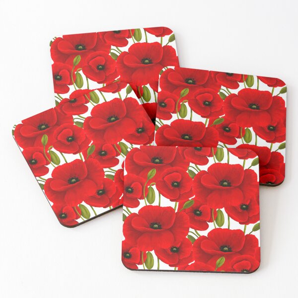 Item preview, Red Poppy Flowers Pattern designed and sold by Kraina.