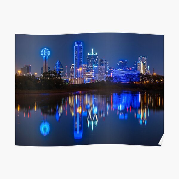 Dallas BLUE Skyline Poster