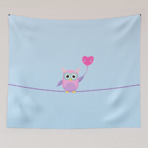 Item preview, Valentin owl with heart balloon designed and sold by MarlowLoom.