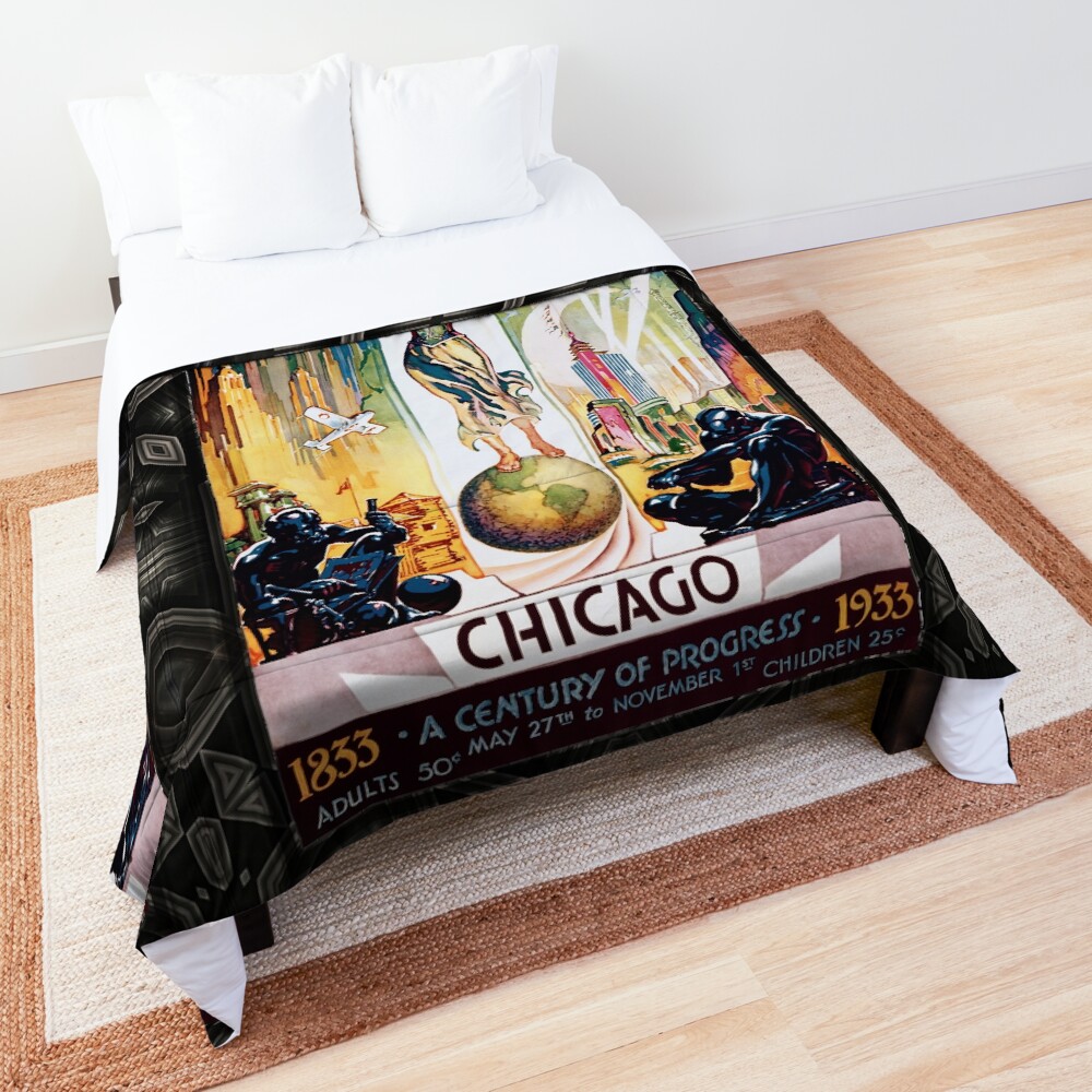 Chicago World's Fair - A Century of Progress Vintage Art Poster Decorative Art Print Comforter