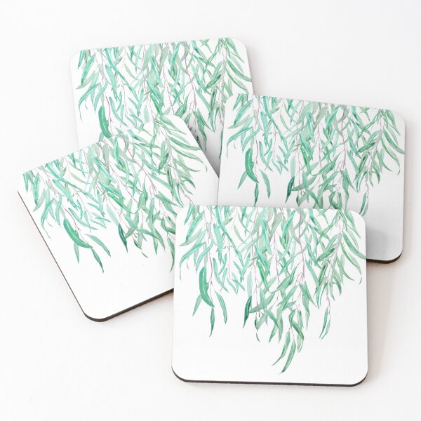 Item preview, hand painted falling eucalyptus leaves  designed and sold by ColorandColor.