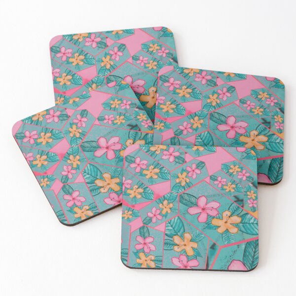 Item preview, Hibiscus Flowers Collage - Seagreen designed and sold by Emily Boynton.