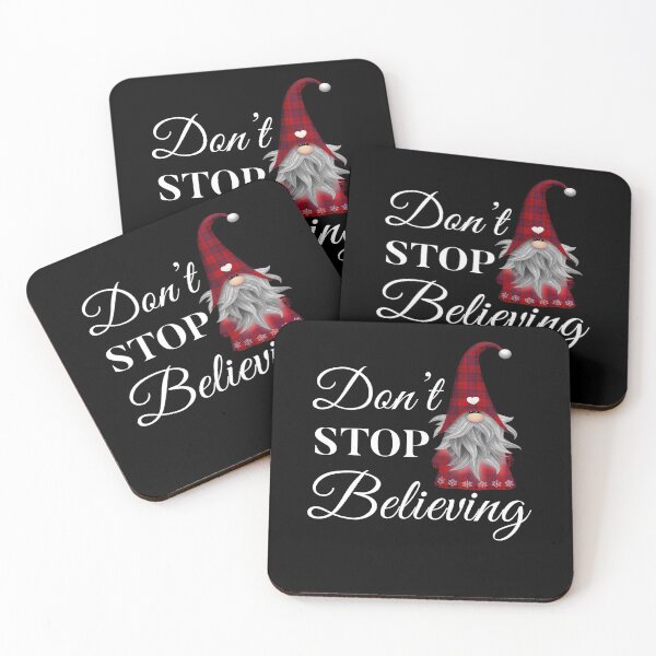 Item preview, Don't Stop Believing, Gnome, white, Funny Cute Christmas Shirt designed and sold by OttersDesignsUS.