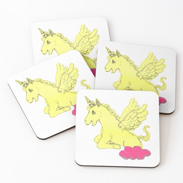 Item preview, Yellow Unicorn Horse Popping Up From A Cloud (Original Drawing by ACCI) designed and sold by VanyssaGraphics.