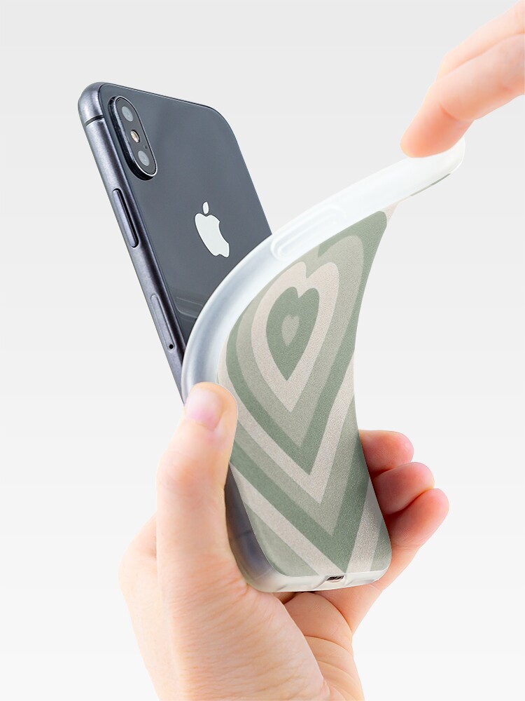 Alternate view of sage green latte heart iPhone Case