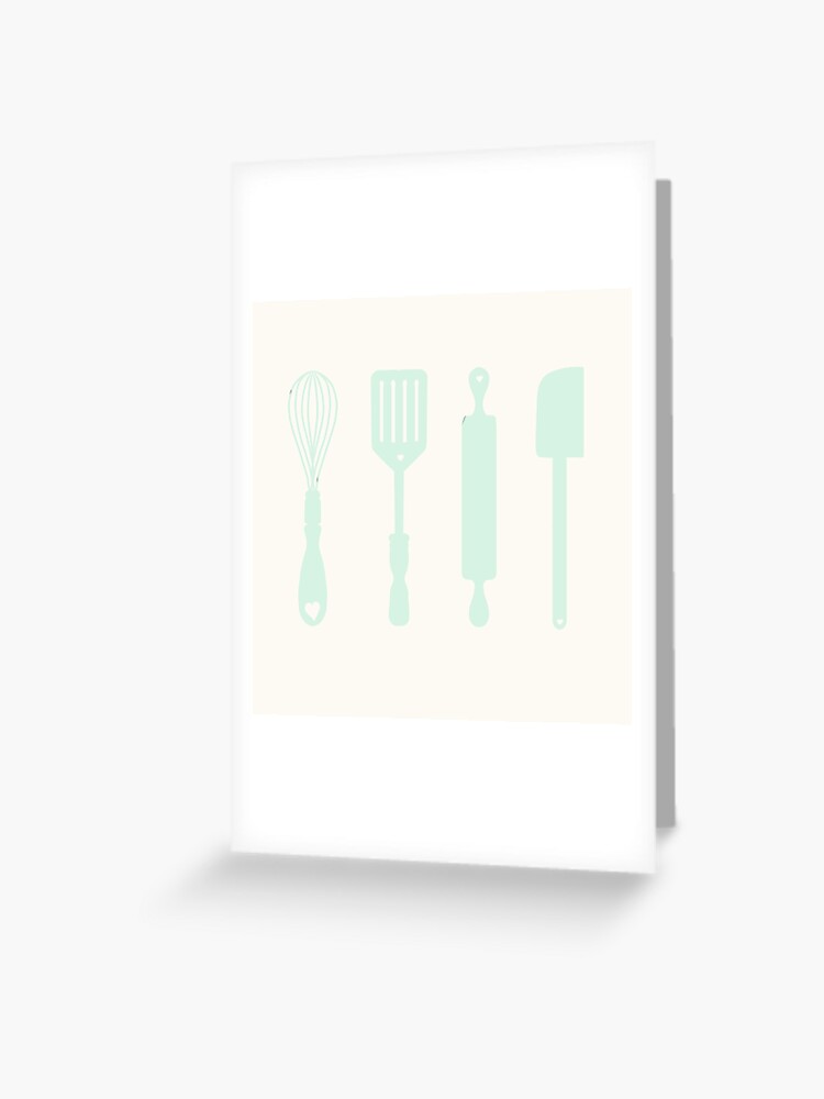 Kitchen Utensils (Green) Art Print for Sale by ArtByDecember