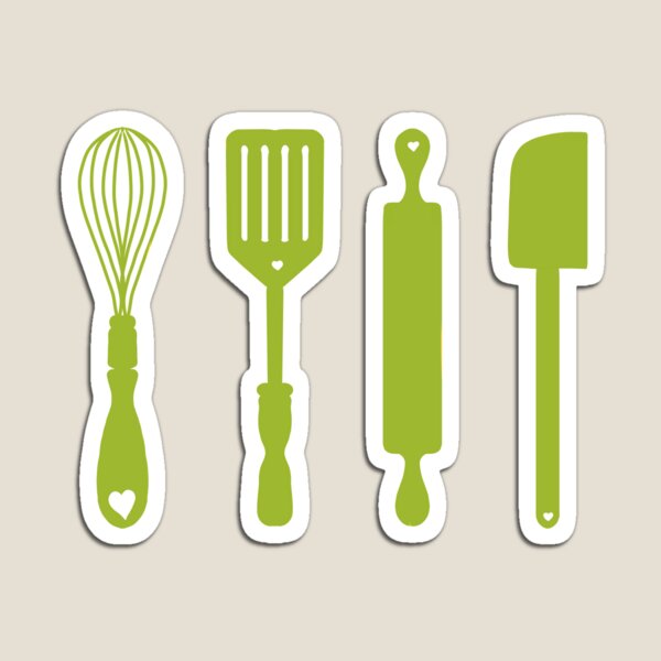 Kitchen Utensils (Green) Art Print for Sale by ArtByDecember