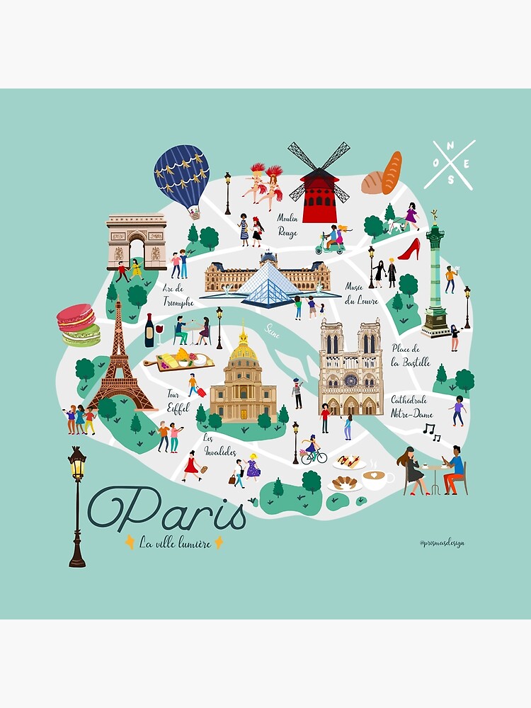 paris-ilustrated-map-art-board-print-for-sale-by-prismasdesign-redbubble