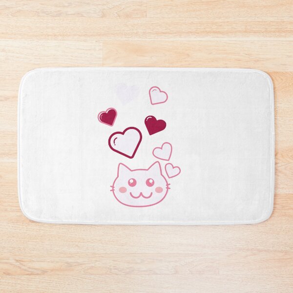 Item preview, Cute pink cat and hearts designed and sold by wineandwords.