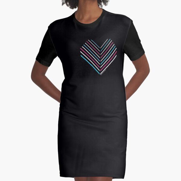 Neon Trans Heart Graphic T-Shirt Dress