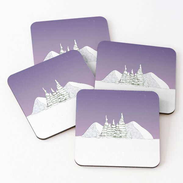 Item preview, Winter landscape - snow-covered fir trees and mountains (dark) designed and sold by frangipaniarts.