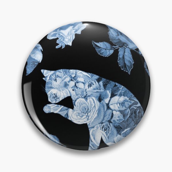 Aperçu de l'œuvre Rose Kitties Bleu Noir Floral créée et vendue par 13Moons.