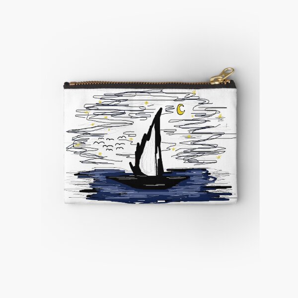 Item preview, boat in the middle of the night on the sea designed and sold by lexynlee.