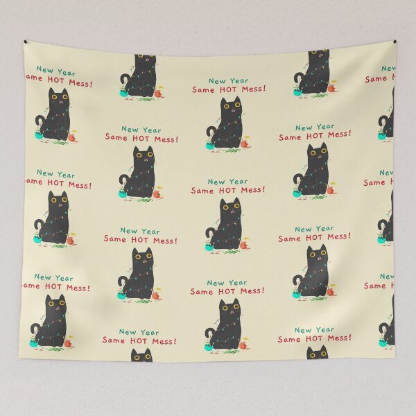 Artikelvorschau, New Year Same Hot Mess Cat Lustig entworfen und verkauft von Life Is Beautiful.