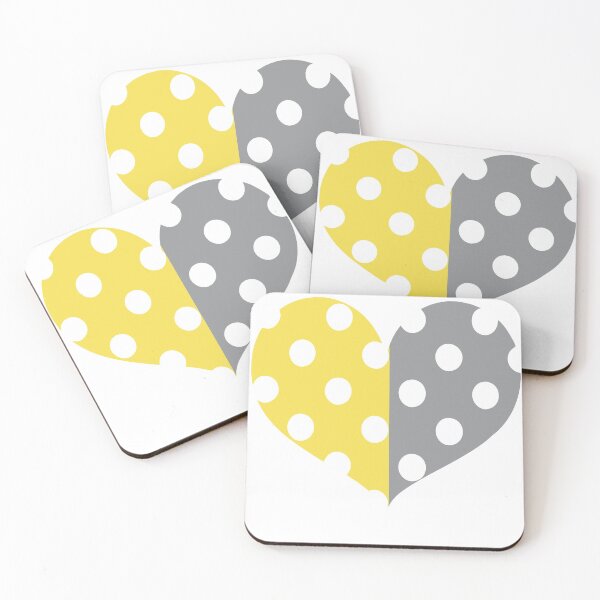 Item preview, COLOR OF THE YEAR 2021 - ULTIMATE GRAY AND ILLUMINATING YELLOW POLKA DOT HEART HEART  designed and sold by Iskybibblle.
