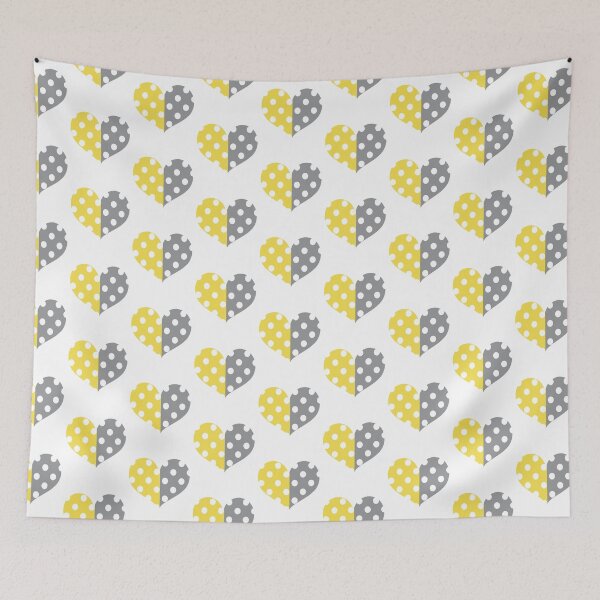Item preview, COLOR OF THE YEAR 2021 - ULTIMATE GRAY AND ILLUMINATING YELLOW POLKA DOT HEART HEART  designed and sold by Iskybibblle.
