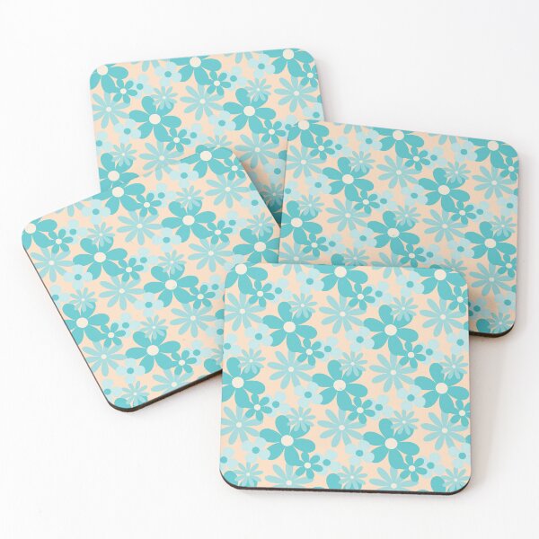 Item preview, Aquamarine Retro Floral Pattern designed and sold by iCraftCafe.