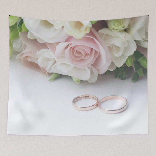 Item preview, wedding gold rings and a bouquet of rose flowers designed and sold by nataliavavilina.