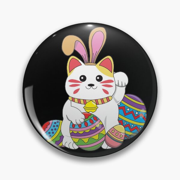 Item preview, Kawaii Happy Easter Maneki Neko designed and sold by YueHeng Creates ⭐⭐⭐⭐⭐.
