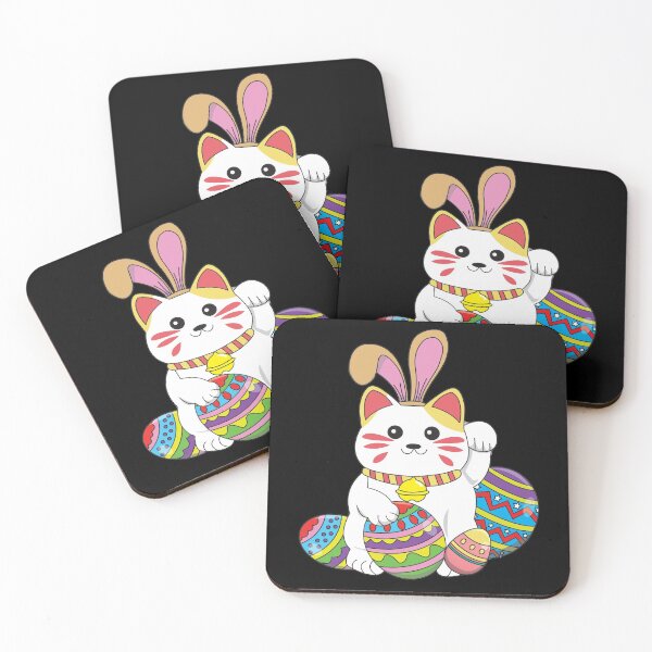 Item preview, Kawaii Happy Easter Maneki Neko designed and sold by YueHeng Creates ⭐⭐⭐⭐⭐.