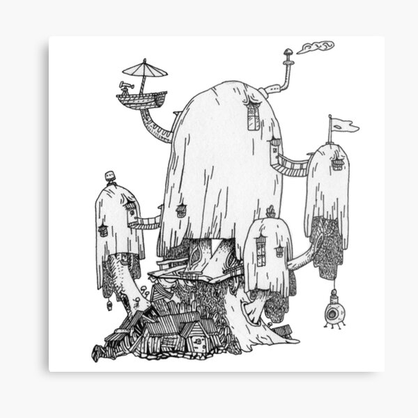 Adventure Time Treehouse - Hand-drawn Metal Print
