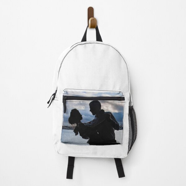 Item preview, black silhouettes of a dancing couple against a blue sky designed and sold by nataliavavilina.