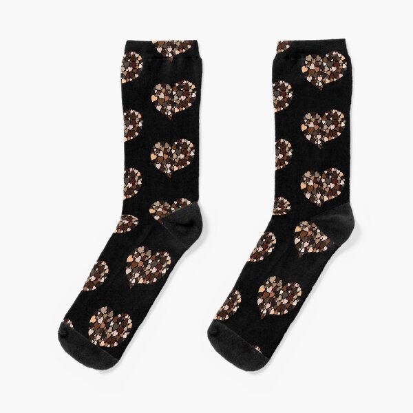 Diversity Hearts in Skin Tones and Melanin Colors, Love Everyone in Humanity with Inclusion and Kindness Socks