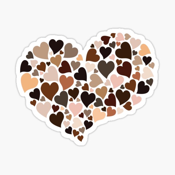 Diversity Hearts in Skin Tones and Melanin Colors, Love Everyone in Humanity with Inclusion and Kindness Sticker