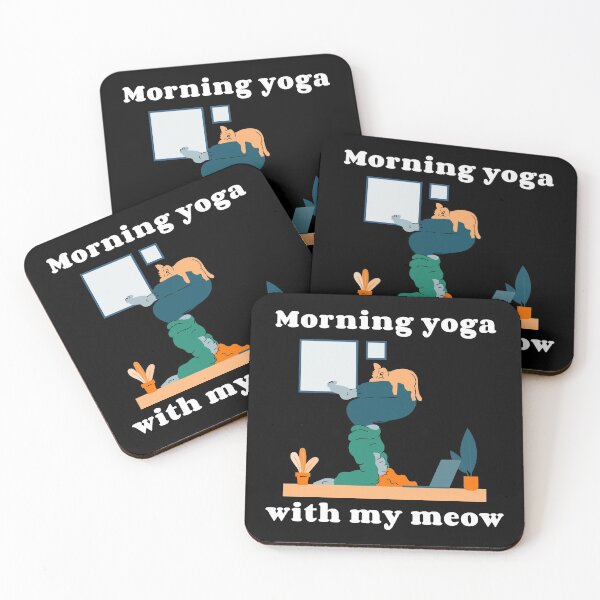 Item preview, morning yoga with my meow, yoga with cat, love yoga, love cat  designed and sold by helkav.