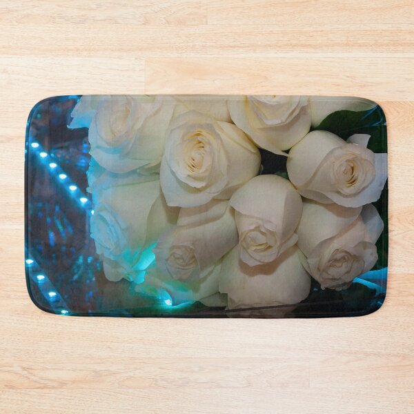 Item preview, bouquet of white roses on a blue backlit background designed and sold by nataliavavilina.