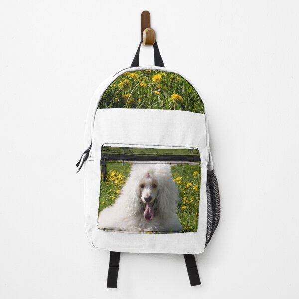 Item preview, white dog royal poodle lying on green grass designed and sold by nataliavavilina.