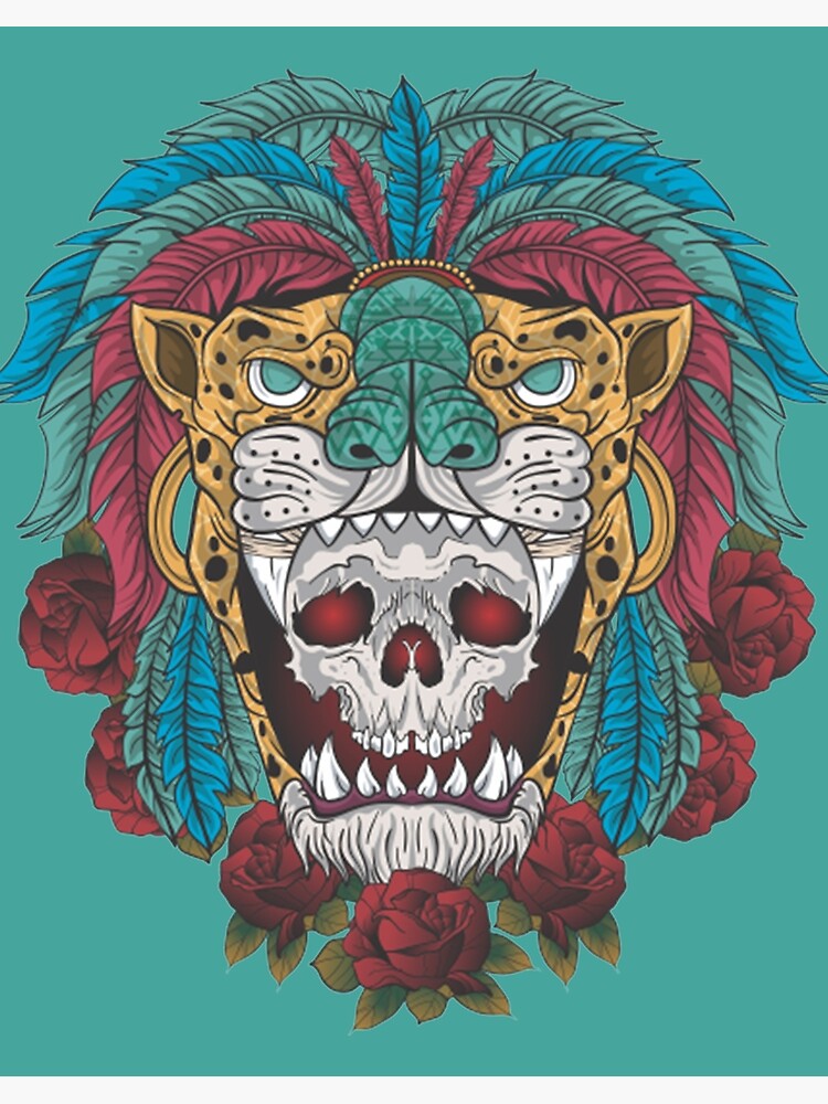 Aztec Warrior Skull Aztec warrior skull, jaguar warrior | Art Board Print