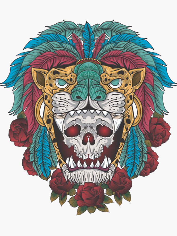 Aztec Warrior Skull Aztec warrior skull, jaguar warrior | Art Board Print